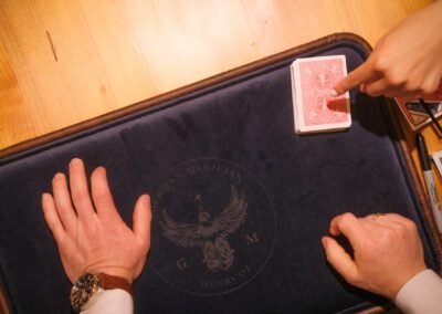 Close up slight of hand magic at High school graduation Evant Orcas Island